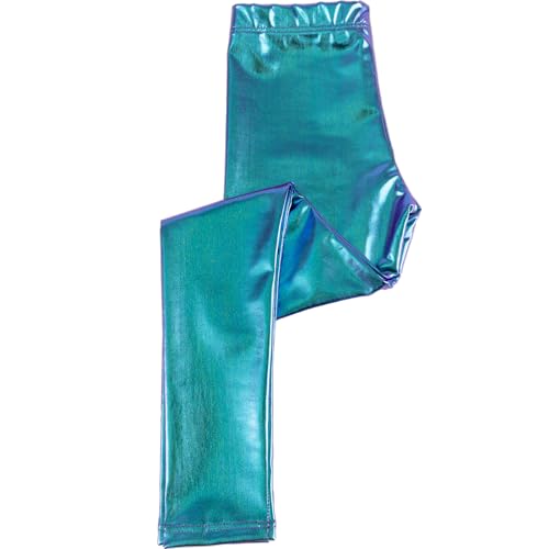 Leggings Rosa Metallic Blau Metallic Gold Metallic Meerjungfrau Fee Prinzessin Reh Kostüm-Zubehör für Kinder 3-8 Jahre Fasching Karneval Geburtstag Freizeit-Look (Blau Metallic, 7-8 Jahre) von Krause & Sohn