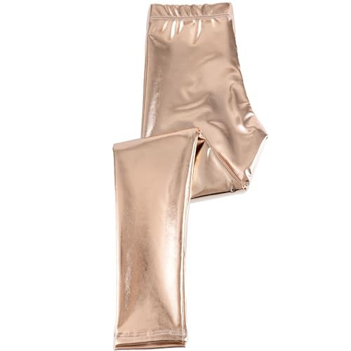 Leggings Rosa Metallic Blau Metallic Gold Metallic Meerjungfrau Fee Prinzessin Reh Kostüm-Zubehör für Kinder 3-8 Jahre Fasching Karneval Geburtstag Freizeit-Look (Gold Metallic, 5-6 Jahre) von Krause & Sohn
