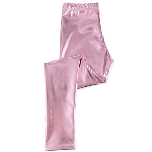 Leggings Rosa Metallic Blau Metallic Gold Metallic Meerjungfrau Fee Prinzessin Reh Kostüm-Zubehör für Kinder 3-8 Jahre Fasching Karneval Geburtstag Freizeit-Look (Rosa Metallic, 5-6 Jahre) von Krause & Sohn