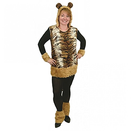 Tiger Kostüm Katze Lady Leyla für Damen Gr. S Kleid mit Kapuze und ein Paar Stulpen braun Tier Tierkostüm Fasching von Krause & Sohn