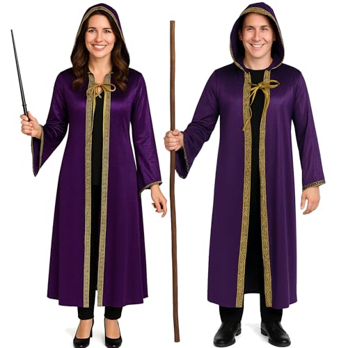 Zauberer Kostüm Magic Langer Umhang mit Kapuze Lila Gold 135 cm lang für Erwachsene Fasching Karneval Halloween Zauberer Kostüm Magic Langer Umhang mit Kapuze Lila Gold 135 cm lang für Erwachsene Fasching Karneval Halloween von Krause & Sohn