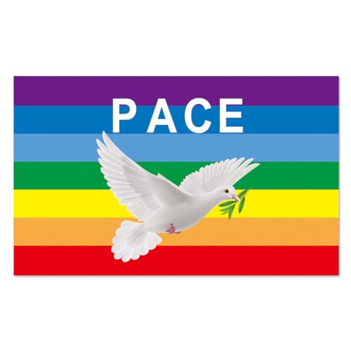KreEzi Friedensflagge, Regenbogen Friedensflagge, Gartenflagge, Fahne Frieden, Regenbogen Flagge mit PACE Flagge, Friedensfahne für Drinnen, Draußen, Garten Peace Fahne 90x150cm von KreEzi