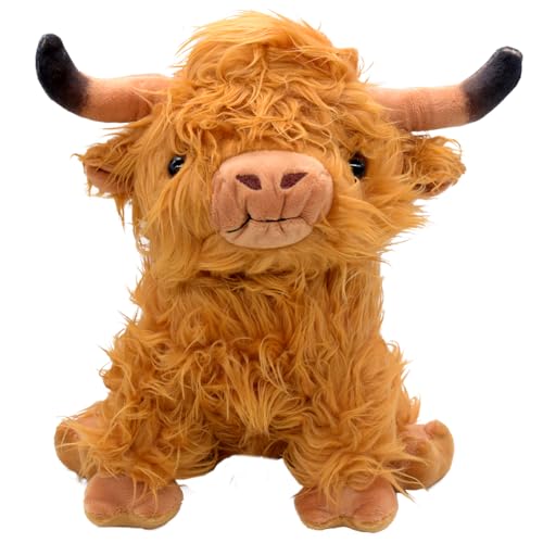 KreEzi Highland Cow Plush Toys, Highland Cow Plushie Hochlandkuh Kuscheltiere Realistic Soft Cuddly Highland Cow Toy für Kinder Geburtstag Geschenk - 25cm von KreEzi