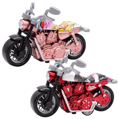 KreEzi Motorrad, Legierung Motorrad Spielzeug, Spielzeug für Kleinkinder ab 3 Jahre, ideales Motorikspielzeug für Babys, Spielzeug-Motorrad für Mädchen und Jungen, Kleines Geschenk für Kinder - 2pcs von KreEzi