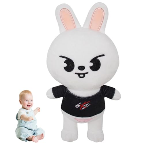 KreEzi Stray Kids Cute Plush Doll, Hase Plüsch, Weißer Hase Soft Plushie, Stray Kuscheltier, Stuffed Pillow Cushion, Stray Welpe Plush Toy, Cartoon Soft Toy für Kinder Jungen und Mädchen Fans. von KreEzi