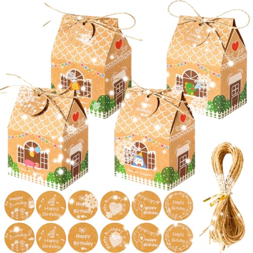 KreEzi Weihnachten Geschenkboxe, Christmas Party Geschenkbox Geschenkverpackung, Kreativ Papier-Treat-Boxen für Weihnachten Partydekorationen 12 Stück von KreEzi