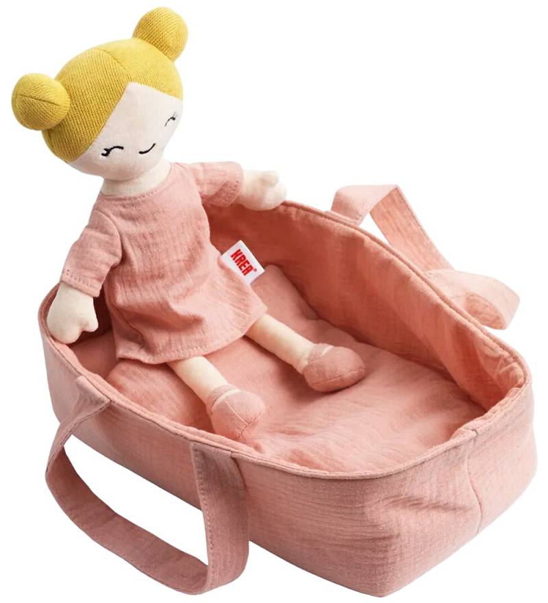 Krea Puppe m. Hebe-/Bettwäsche - Rosa - Krea - One Size - Puppen von Krea
