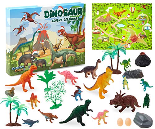 KreativeKraft Adventskalender 2023 Kinder Jungen und Mädchen Tiere Spielzeug Weihnachtskalender Kinder (Mehrfarbig Dinosaurs) von KreativeKraft