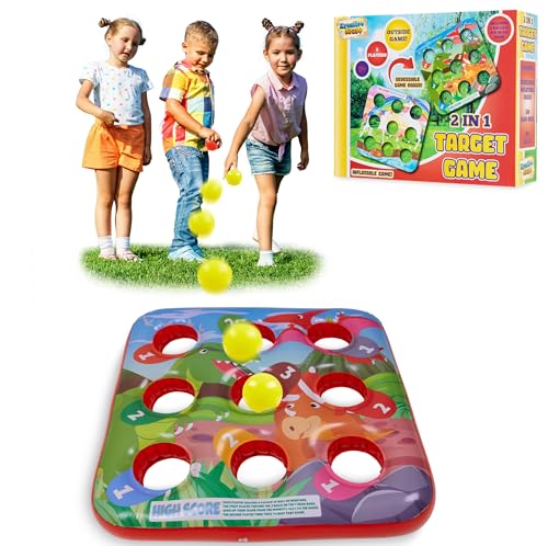 KreativeKraft Ziel-Ball-aufblasbare Kindergeburtstag Spiele, Outdoor Spiele für Kinder Jungen-Mädchen, 3 in Folge Inflatables-Garten-Spielzeug (Zielballspiel) von KreativeKraft
