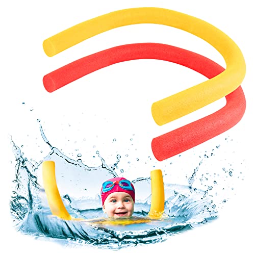 Schwimmnudel 2er oder 4er Set Schwimmnudel für Kinder und Erwachsene Poolnudel Wassernudel Set Schwimmhilfe für Pool Schaumstoff 150 cm (Rot/Gelb, 2-er Pack) von KreativeKraft