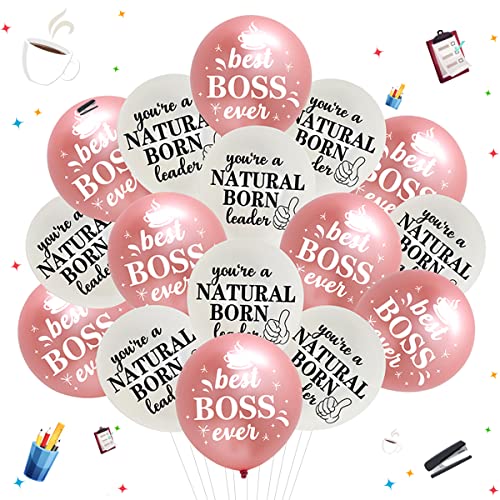 Happy Boss's Day Luftballons für Frau Best Boss Ever Büro Party Dekoration Weiß und Roségold Best Boss Ever Luftballons für Happy Boss's Day Themenparty Dekorationen Supplies Indoor von Kreatwow