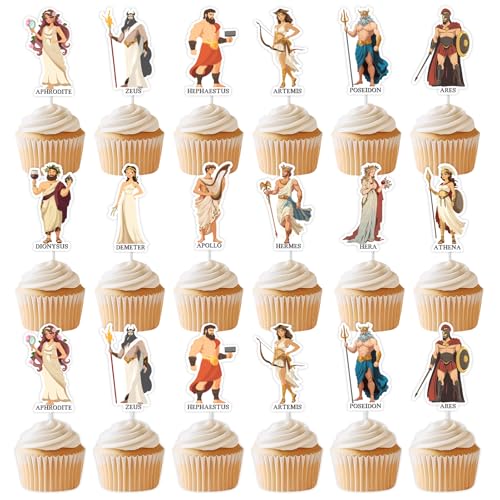 Kreatwow Griechische Themenparty-Dekorationen, 36 Stück, griechische Mythologie-Figuren, Cupcake-Topper, griechische Götter, Kuchendekoration, antikes griechisches Geburtstagsdekor, römische Toga Kreatwow Griechische Themenparty-Dekorationen, 36 Stück, griechische Mythologie-Figuren, Cupcake-Topper, griechische Götter, Kuchendekoration, antikes griechisches Geburtstagsdekor, römische Toga von Kreatwow