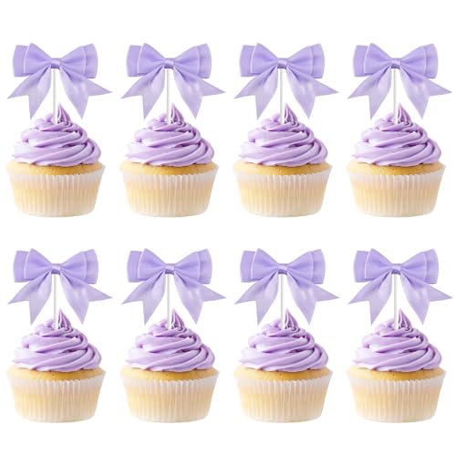 Kreatwow Violette Schleife, Geburtstagsparty-Dekoration, Schleife, Cupcake-Topper, 25 Stück, Schleife, Kuchendekoration, lila Kokette, Geburtstagsdekoration, für Babyparty, Brautparty Kreatwow Violette Schleife, Geburtstagsparty-Dekoration, Schleife, Cupcake-Topper, 25 Stück, Schleife, Kuchendekoration, lila Kokette, Geburtstagsdekoration, für Babyparty, Brautparty von Kreatwow
