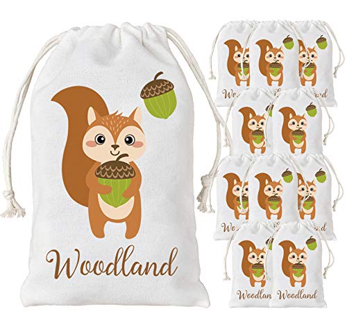 Kreatwow Woodland Party Taschen Animal Favor Geschenk Süßigkeiten Taschen für Kinder Wald unter dem Motto Birthday Party Supplies Eichhörnchen 10 Pack von Kreatwow