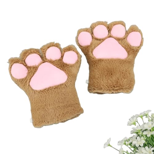 Cosplay Flauschige Fursuit Pfoten Krallen Handschuhe Kostümzubehör für Erwachsene (Kamel, M) von Kreeqe