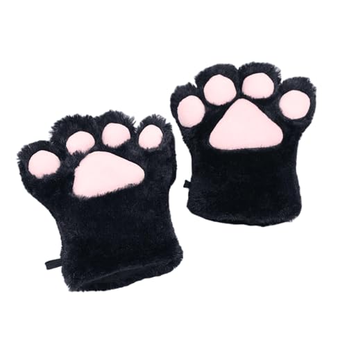 Cosplay Flauschige Fursuit Pfoten Krallen Handschuhe Kostümzubehör für Erwachsene (schwarz, M) von Kreeqe