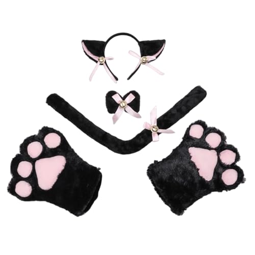 Cosplay Flauschige Fursuit Pfoten Krallen Handschuhe Kostümzubehör für Erwachsene (schwarz-Set (A), M) von Kreeqe