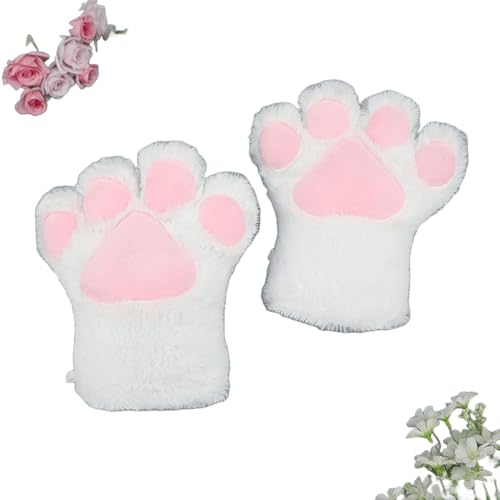Cosplay Flauschige Fursuit Pfoten Krallen Handschuhe Kostümzubehör für Erwachsene (weiß, M) von Kreeqe