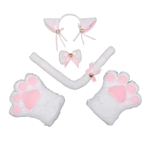 Cosplay Flauschige Fursuit Pfoten Krallen Handschuhe Kostümzubehör für Erwachsene (weißes Set (A), M) von Kreeqe