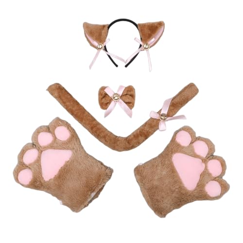 Cosplay Flauschiger Fursuit Pfoten Krallen Handschuhe Kostümzubehör für Erwachsene (Kamel-SET, M) von Kreeqe