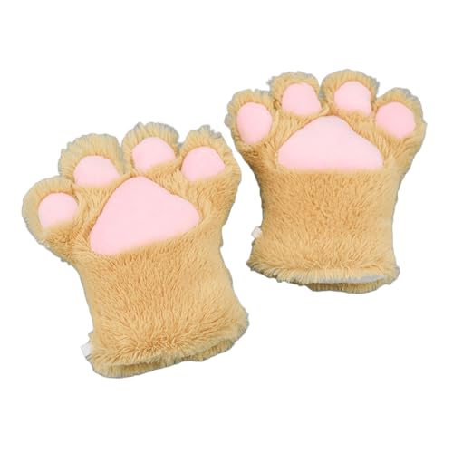 Cosplay Flauschiger Fursuit Pfoten Krallen Handschuhe Kostümzubehör für Erwachsene (braun, M) von Kreeqe