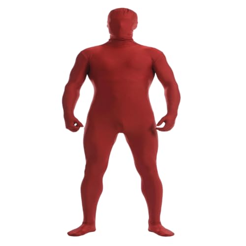 Ganzkörperanzug für Damen, Spandex-Anzug, hautenge Kostüme, schwarzer Body für Halloween, Cosplay (Weinrot, S) von Kreeqe
