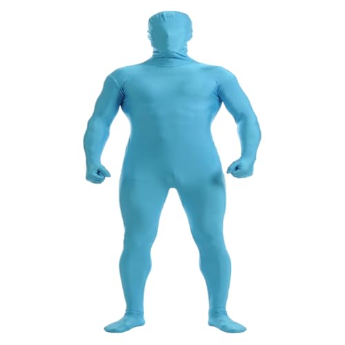 Ganzkörperanzug für Damen, Spandex-Anzug, hautenge Kostüme, schwarzer Body für Halloween, Cosplay (azurblau, L) von Kreeqe