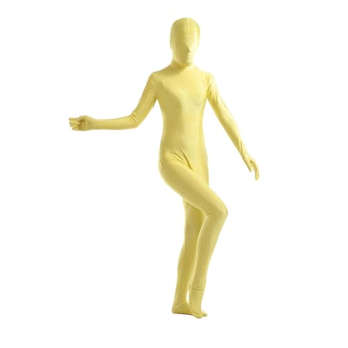 Ganzkörperanzug für Damen, Spandex-Anzug, hautenge Kostüme, schwarzer Body für Halloween, Cosplay (gelb, L) von Kreeqe