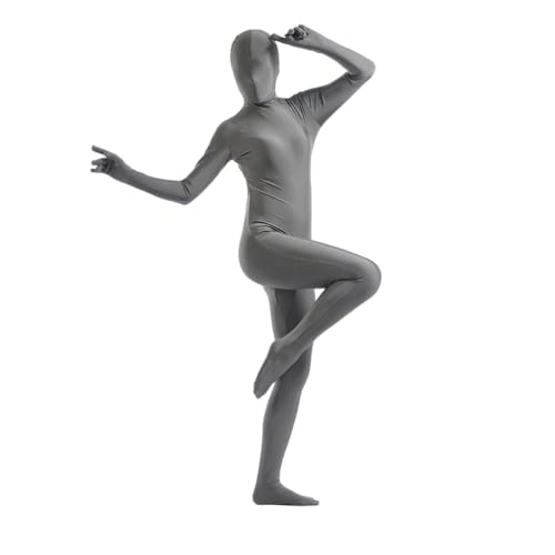 Ganzkörperanzug für Damen, Spandex-Anzug, hautenge Kostüme, schwarzer Body für Halloween, Cosplay (grau, L) von Kreeqe