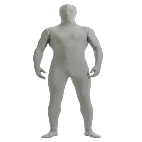 Ganzkörperanzug für Damen, Spandex-Anzug, hautenge Kostüme, schwarzer Body für Halloween, Cosplay (hellgrau, S) von Kreeqe