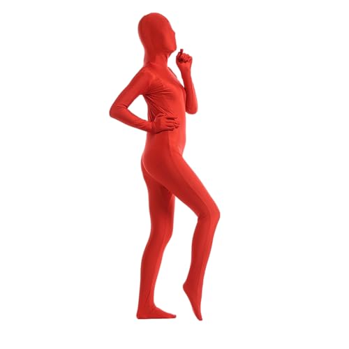 Ganzkörperanzug für Damen, Spandex-Anzug, hautenge Kostüme, schwarzer Body für Halloween, Cosplay (rot, M) von Kreeqe