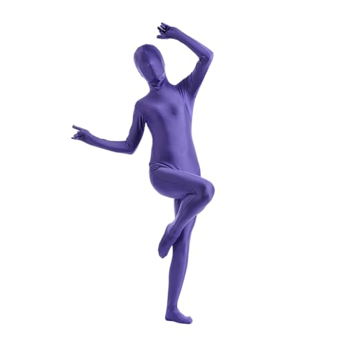 Ganzkörperanzug für Damen, Spandex-Anzug, hautenge Kostüme, schwarzer Body für Halloween, Cosplay (violettblau, XL) von Kreeqe