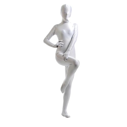 Ganzkörperanzug für Damen, Spandex-Anzug, hautenge Kostüme, schwarzer Body für Halloween, Cosplay (weiß, M) von Kreeqe