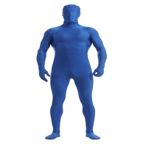 Herren Damen Bodysuit Kostüm Dehnbarer Spandex Unitard Halloween Cosplay Ganzkörperanzug Zentai Skin Suit (Dunkelblau, 2XL) von Kreeqe
