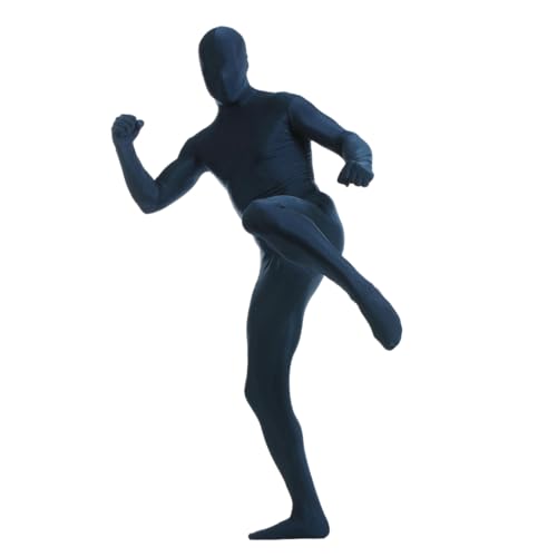 Herren Damen Bodysuit Kostüm Dehnbarer Spandex Unitard Halloween Cosplay Ganzkörperanzug Zentai Skin Suit (GLÄNZEND-GRÜN, L) von Kreeqe