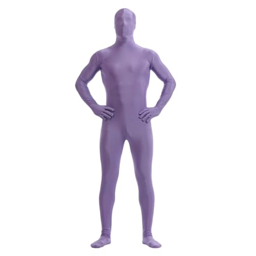 Herren Damen Bodysuit Kostüm Dehnbarer Spandex Unitard Halloween Cosplay Ganzkörperanzug Zentai Skin Suit (Purpurblau, 2XL) von Kreeqe