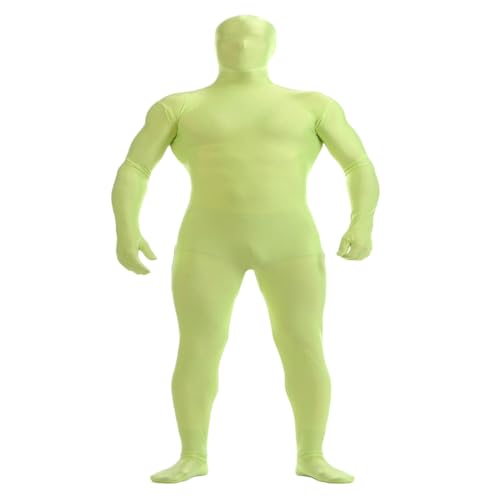 Herren Damen Bodysuit Kostüm Dehnbarer Spandex Unitard Halloween Cosplay Ganzkörperanzug Zentai Skin Suit (olivgrün, M) von Kreeqe