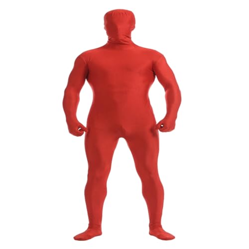 Herren Damen Bodysuit Kostüm Dehnbarer Spandex Unitard Halloween Cosplay Ganzkörperanzug Zentai Skin Suit (rot, M) von Kreeqe
