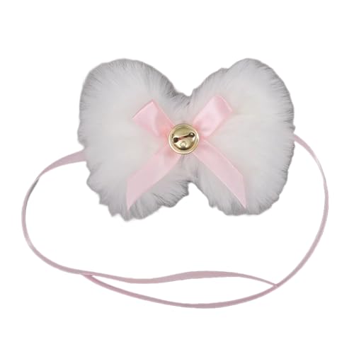 Katze mit Glöckchen, pelziges Katzenkostüm mit Schleife am Hals und Glöckchen, Fuchsfliege für Damen, Halloween, Cosplay (weiß, M) von Kreeqe