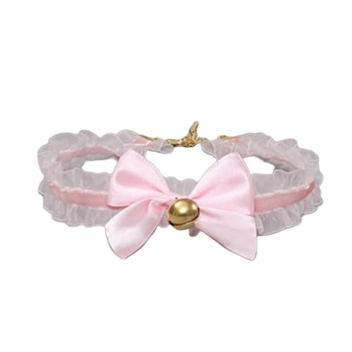 Katze mit Glöckchen, pelziges Katzenkostüm mit Schleife und Glocke, Fuchsfliege für Damen, Halloween, Cosplay (pinke Schleife, M) von Kreeqe