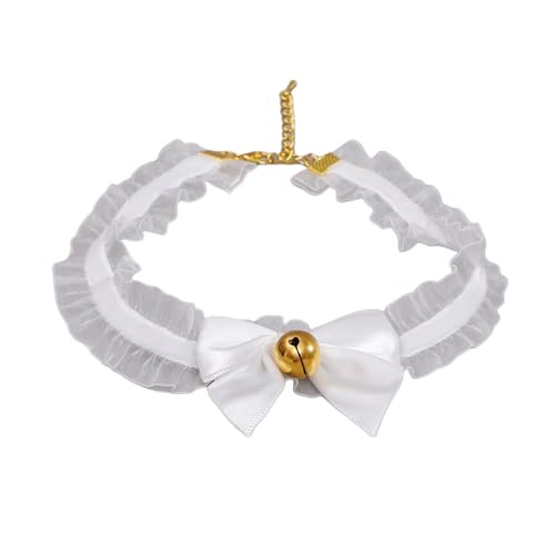 Katze mit Glöckchen, pelziges Katzenkostüm mit Schleife und Glocke, Fuchsfliege für Damen, Halloween, Cosplay (weiße Schleife, M) von Kreeqe