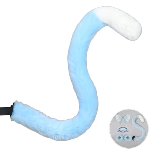 Katzenkostüme, Katzenohrenschwanz Coaplay Fox, Kostüme für Frauen, Halloween-Kostümzubehör für Erwachsene (C-tail-blue-white, M) von Kreeqe