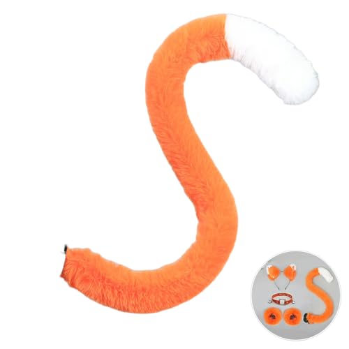 Katzenkostüme, Katzenohrenschwanz Coaplay Fox, Kostüme für Frauen, Halloween-Kostümzubehör für Erwachsene (C-tail-orange-white, M) von Kreeqe