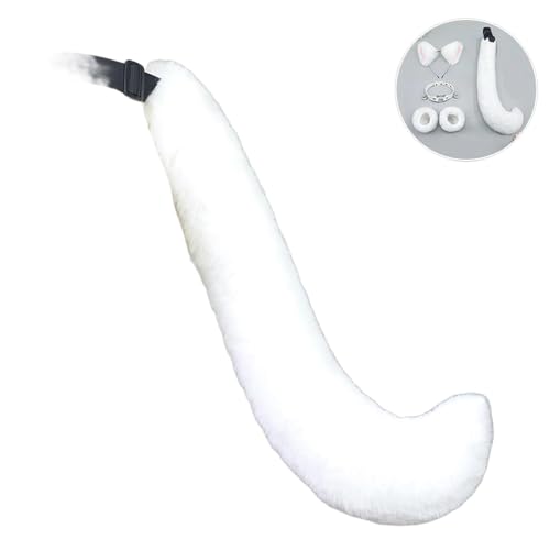 Katzenkostüme, Katzenohrenschwanz Coaplay Fox, Kostüme für Frauen, Halloween-Kostümzubehör für Erwachsene (F-tail-white, M) von Kreeqe