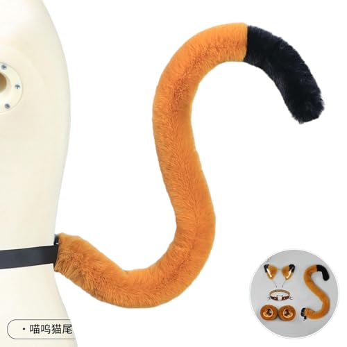 Katzenkostüme, Katzenohrenschwanz-Coaplay-Fuchs, Kostüme für Frauen, Halloween-Kostümzubehör für Erwachsene (C-tail-camel-black, M) von Kreeqe