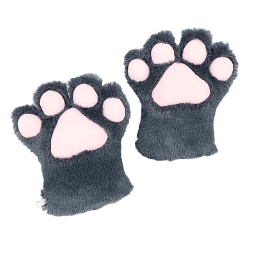 Kreeqe Cosplay Fluffy Fursuit Paws Claws Handschuhe Kostümzubehör für Erwachsene (dunkelgrau, M) von Kreeqe