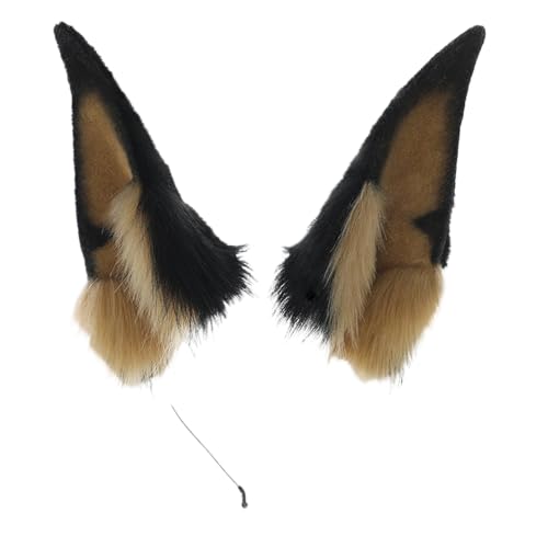 Kreeqe Handgefertigtes Wolfsohren-Stirnband, Fuchsohren-Haarband, Wolf, Cosplay-Requisiten (schwarz-kamel, M) von Kreeqe
