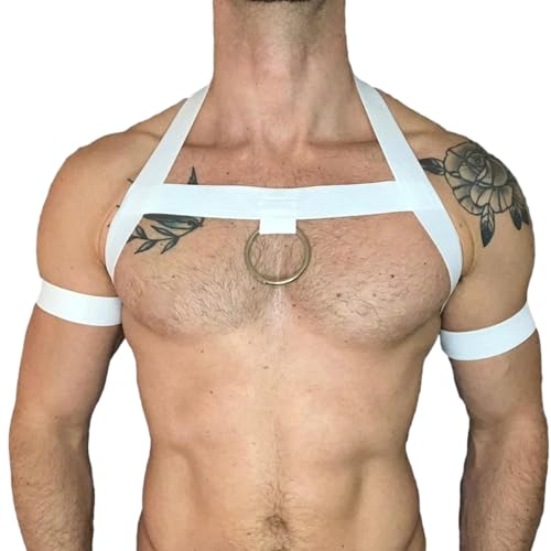 Kreeqe Herren-Gurtband, Körperkette, Nylon, elastische Schnalle, Nachtclub, Cosplay, Goth, Rave-Outfits, Zubehör (C, M) von Kreeqe