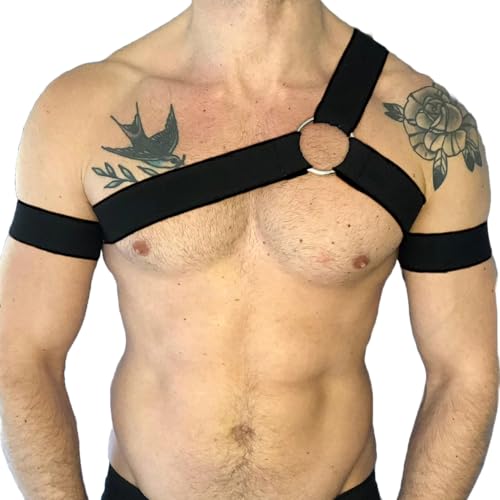 Kreeqe Herren-Gurtband, Körperkette, Nylon, elastische Schnalle, Nachtclub, Cosplay, Goth, Rave-Outfits, Zubehör (E, M) von Kreeqe
