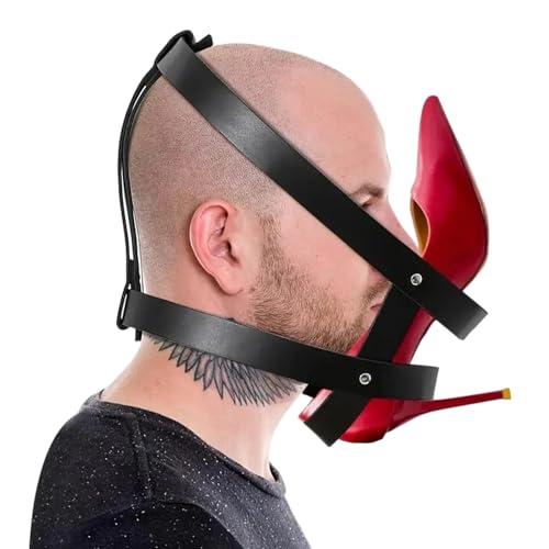 Kreeqe Ledergeschirr, verstellbar, Gesichtsgeschirr für Herren, Punk-Körpergeschirr, Gesichtsgürtel (A, M) von Kreeqe